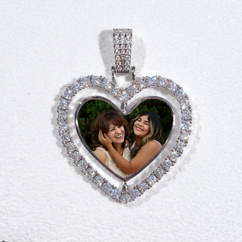 3D Spinning 2-Faced Heart Custom Picture Pendant