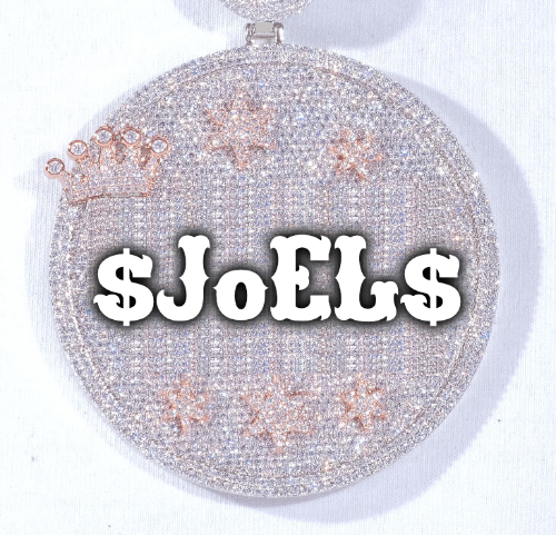 CUSTOM LETTER NECKLACE 3D BIG CROWN DISC