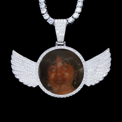 925S & VVS Moissanite 3D Wing Custom Picture Pendant