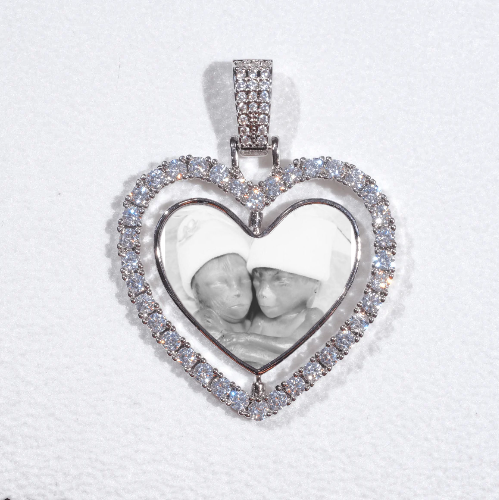 3D Spinning 2-Faced Heart Custom Picture Pendant