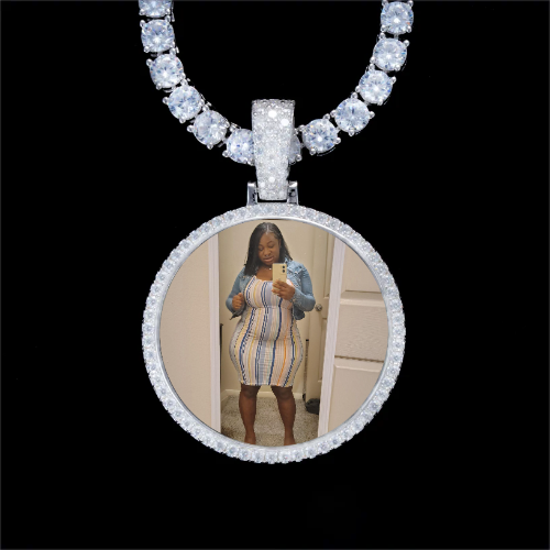 925S & VVS Moissanite 3D Circle Custom Picture Pendant