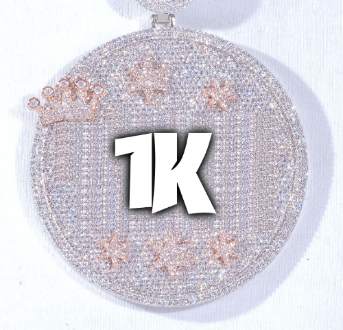 CUSTOM LETTER NECKLACE 3D BIG CROWN DISC
