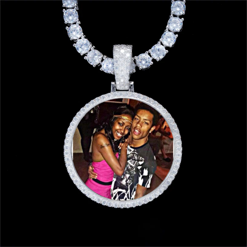 925S & VVS Moissanite 3D Circle Custom Picture Pendant