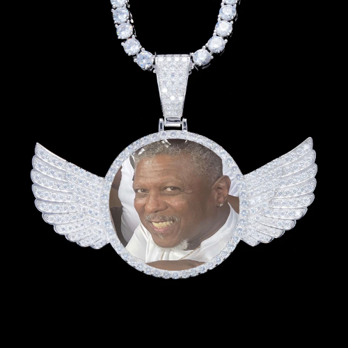 925S & VVS Moissanite 3D Wing Custom Picture Pendant