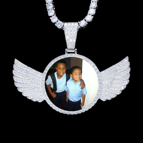 925S & VVS Moissanite 3D Wing Custom Picture Pendant