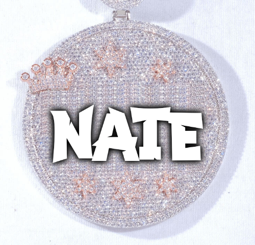 CUSTOM LETTER NECKLACE 3D BIG CROWN DISC