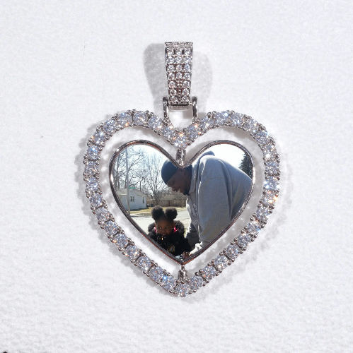 3D Spinning 2-Faced Heart Custom Picture Pendant
