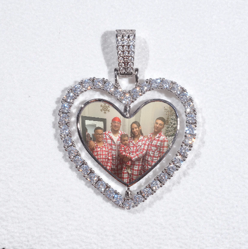 3D Spinning 2-Faced Heart Custom Picture Pendant