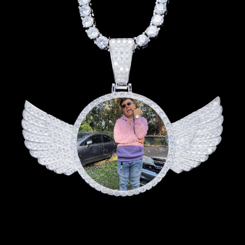 925S & VVS Moissanite 3D Wing Custom Picture Pendant