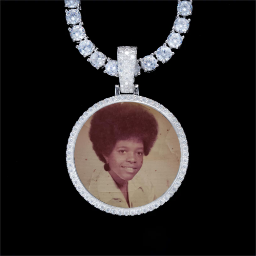 925S & VVS Moissanite 3D Circle Custom Picture Pendant