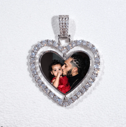3D Spinning 2-Faced Heart Custom Picture Pendant