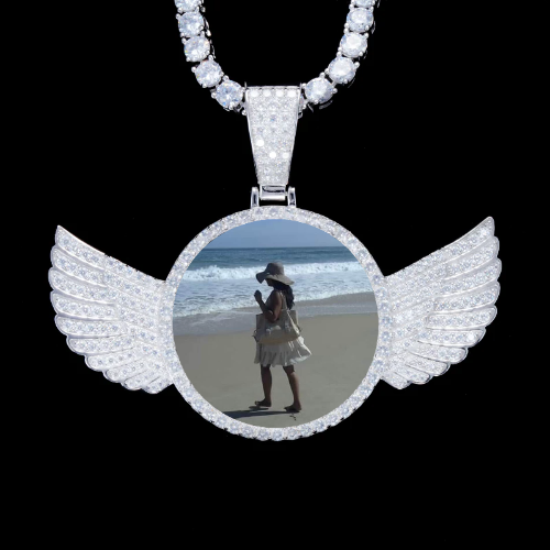 925S & VVS Moissanite 3D Wing Custom Picture Pendant