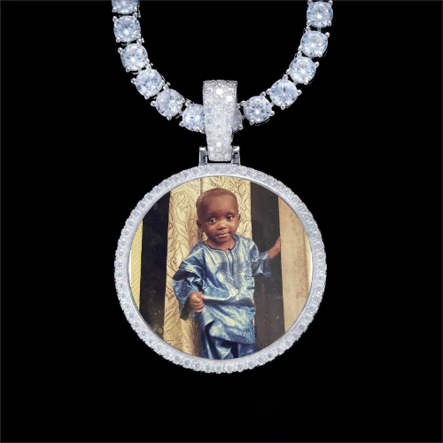 925S & VVS Moissanite 3D Circle Custom Picture Pendant