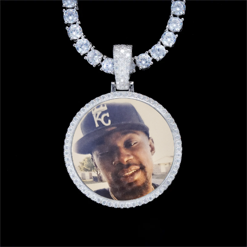 925S & VVS Moissanite 3D Circle Custom Picture Pendant