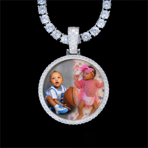 925S & VVS Moissanite 3D Circle Custom Picture Pendant