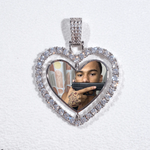 3D Spinning 2-Faced Heart Custom Picture Pendant