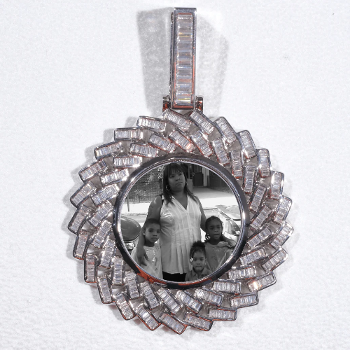 Large 3D Baguette Custom Picture Pendant