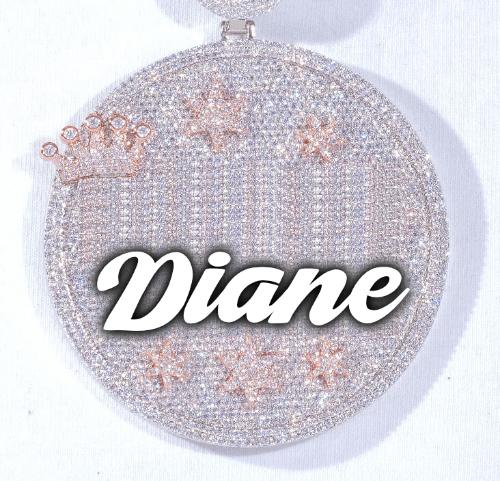 CUSTOM LETTER NECKLACE 3D BIG CROWN DISC
