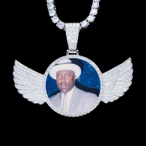 925S & VVS Moissanite 3D Wing Custom Picture Pendant