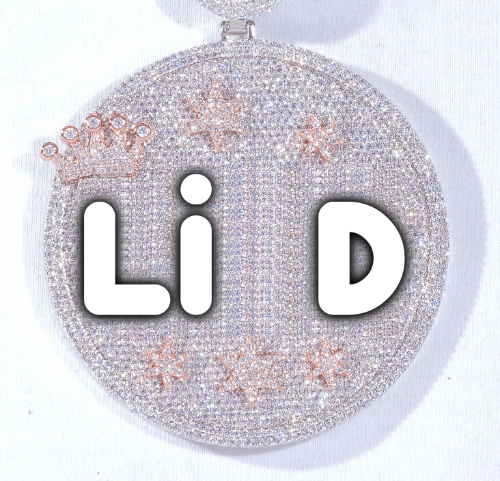 CUSTOM LETTER NECKLACE 3D BIG CROWN DISC