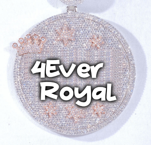 CUSTOM LETTER NECKLACE 3D BIG CROWN DISC