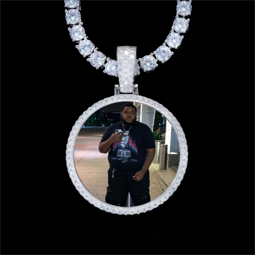 925S & VVS Moissanite 3D Circle Custom Picture Pendant