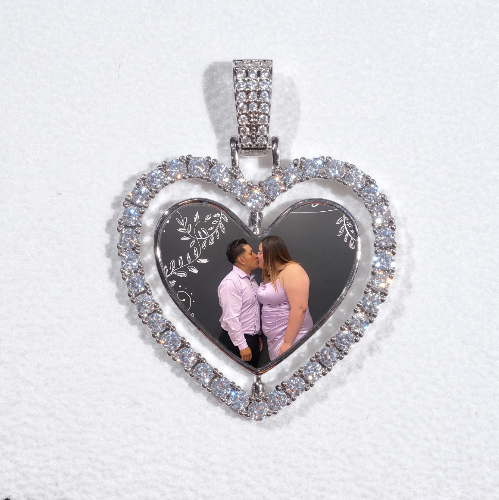 3D Spinning 2-Faced Heart Custom Picture Pendant