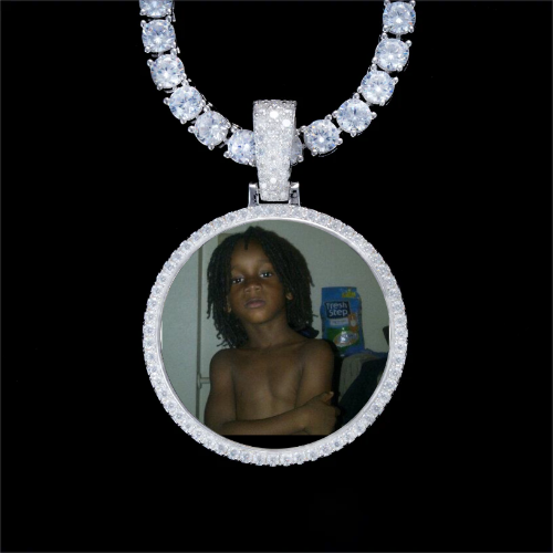 925S & VVS Moissanite 3D Circle Custom Picture Pendant