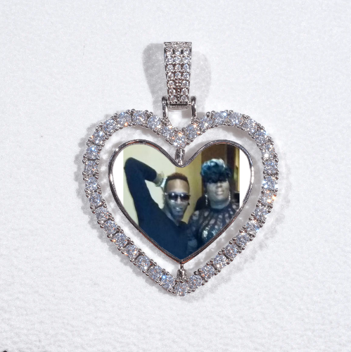 3D Spinning 2-Faced Heart Custom Picture Pendant