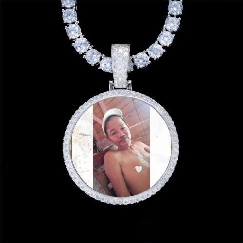 925S & VVS Moissanite 3D Circle Custom Picture Pendant