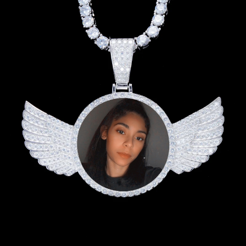925S & VVS Moissanite 3D Wing Custom Picture Pendant