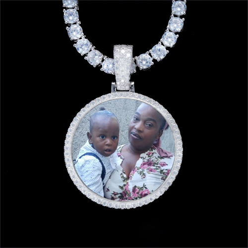 925S & VVS Moissanite 3D Circle Custom Picture Pendant