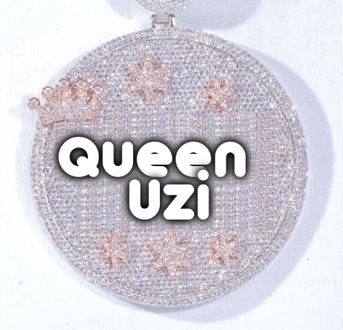 CUSTOM LETTER NECKLACE 3D BIG CROWN DISC