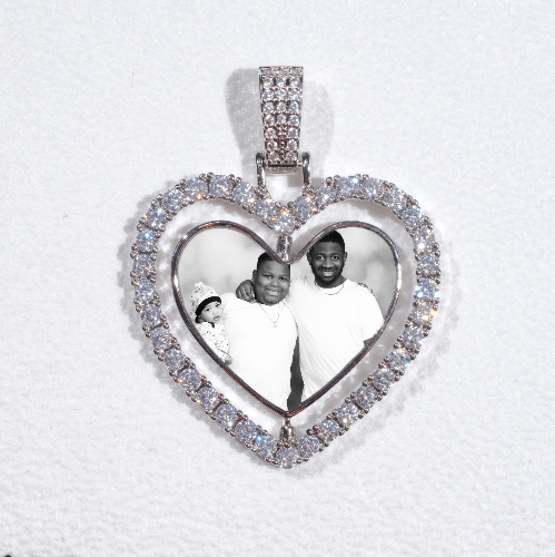 3D Spinning 2-Faced Heart Custom Picture Pendant