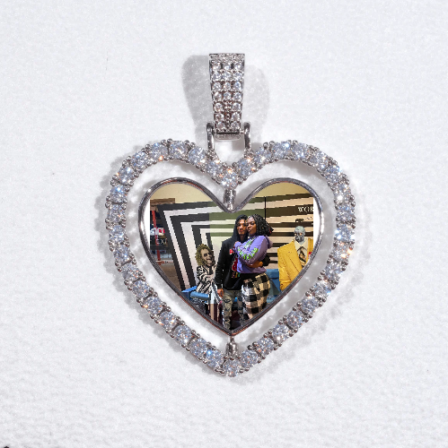 3D Spinning 2-Faced Heart Custom Picture Pendant