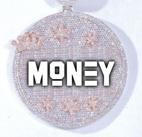 CUSTOM LETTER NECKLACE 3D BIG CROWN DISC