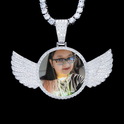 925S & VVS Moissanite 3D Wing Custom Picture Pendant