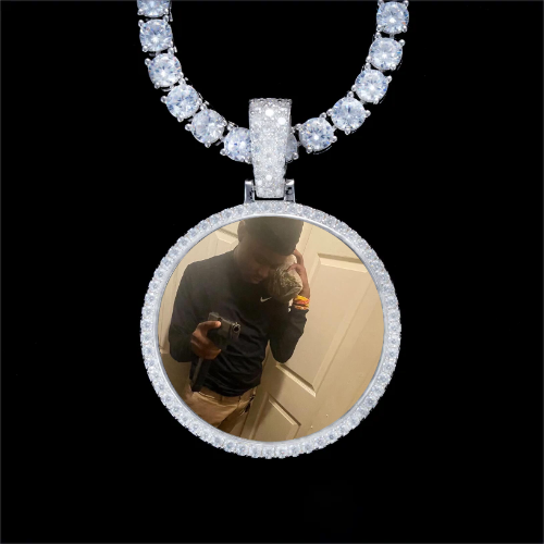 925S & VVS Moissanite 3D Circle Custom Picture Pendant