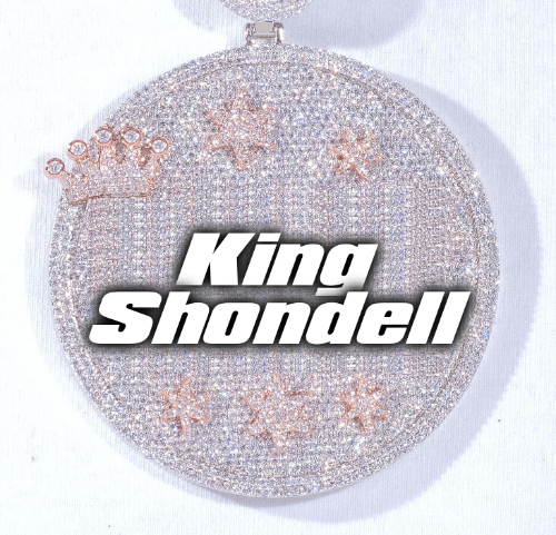 CUSTOM LETTER NECKLACE 3D BIG CROWN DISC