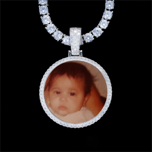 925S & VVS Moissanite 3D Circle Custom Picture Pendant