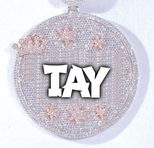 CUSTOM LETTER NECKLACE 3D BIG CROWN DISC