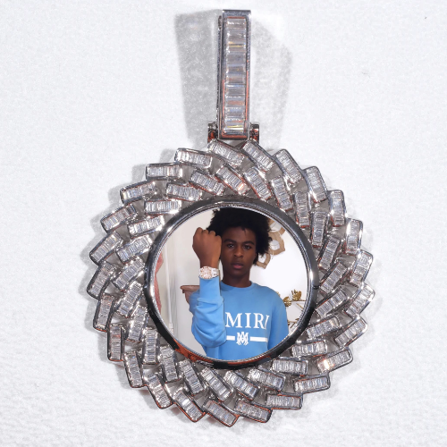Large 3D Baguette Custom Picture Pendant