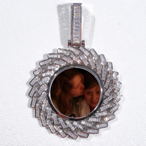Large 3D Baguette Custom Picture Pendant