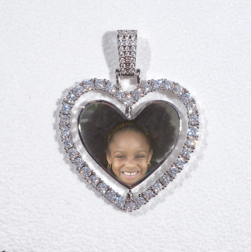 3D Spinning 2-Faced Heart Custom Picture Pendant
