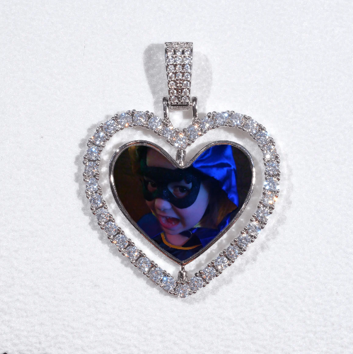 3D Spinning 2-Faced Heart Custom Picture Pendant