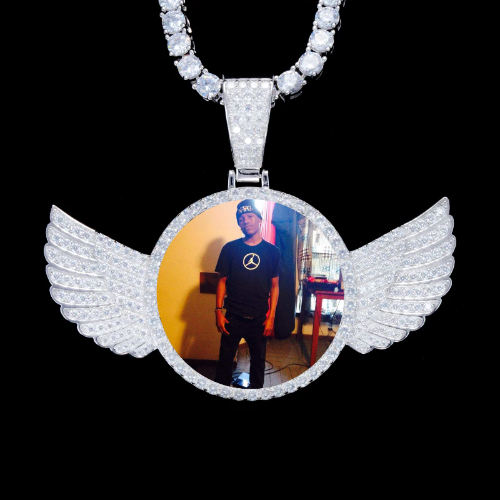 925S & VVS Moissanite 3D Wing Custom Picture Pendant