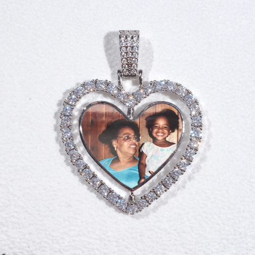 3D Spinning 2-Faced Heart Custom Picture Pendant