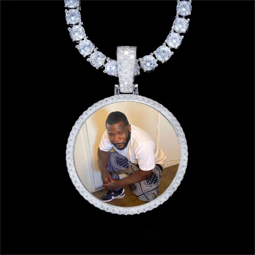 925S & VVS Moissanite 3D Circle Custom Picture Pendant