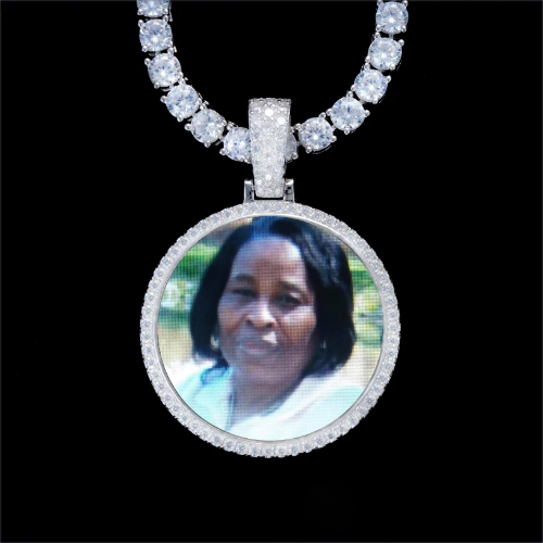 925S & VVS Moissanite 3D Circle Custom Picture Pendant