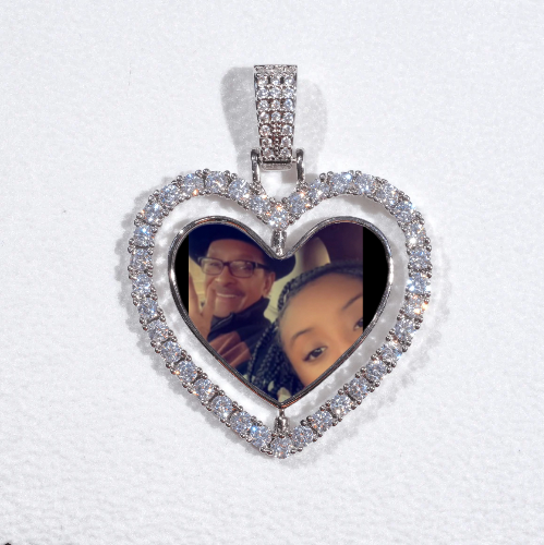 3D Spinning 2-Faced Heart Custom Picture Pendant